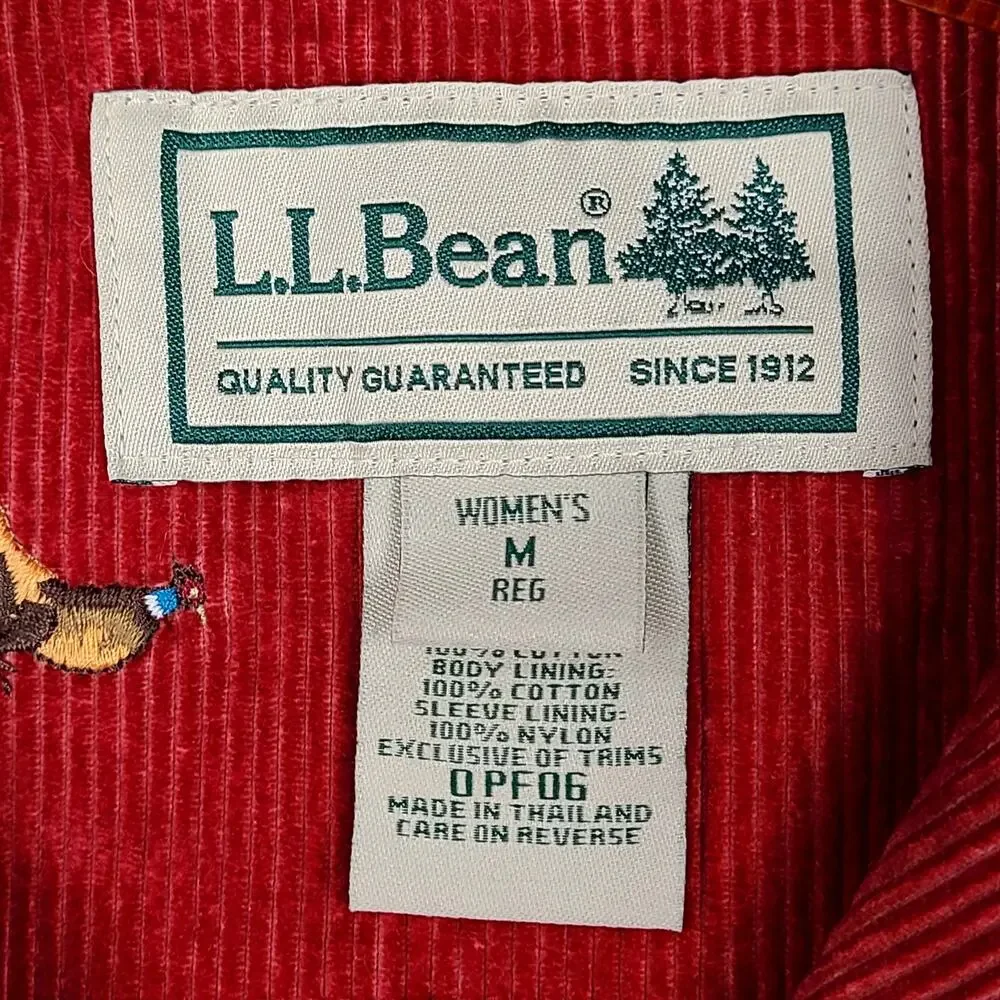 LL Bean Vintage Archive Red Corduroy Pheasant Barn Jacket Coat Women’s Medium - Picture 3 of 16